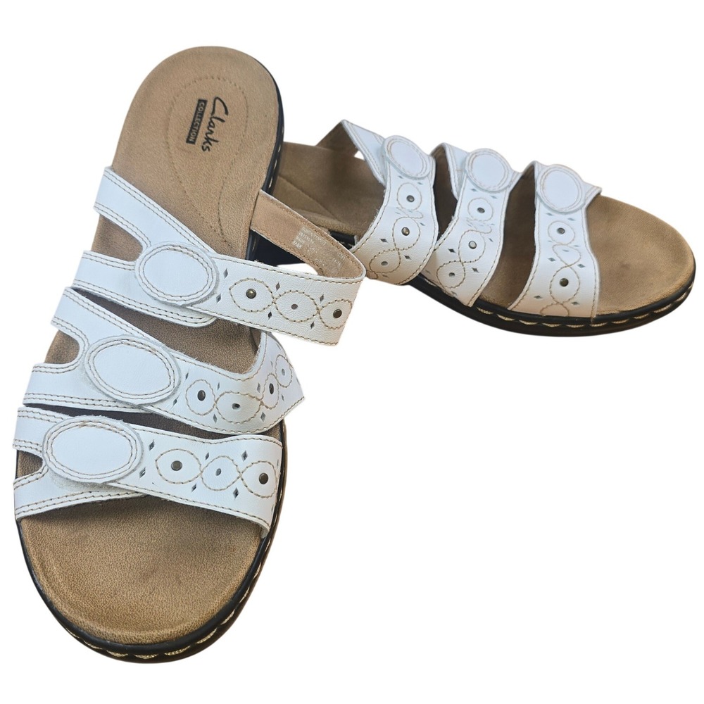Collection by Clarks Women's Sandals Size 11 White Hook & Loop adjustment